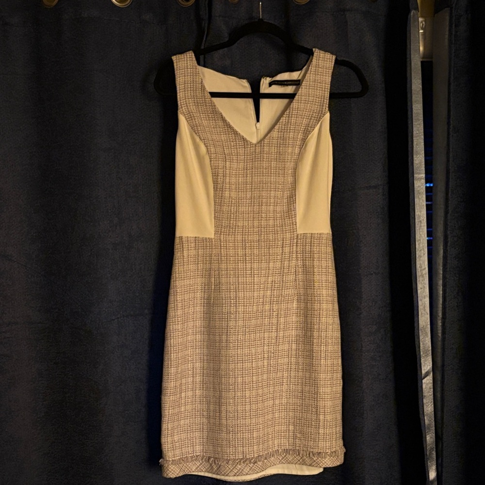 White House Black Market Beige and Cream Mini Dress